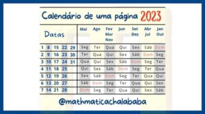 Calendário de uma página 2023